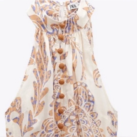 Zara neutral color mini dress NWT comes with a rope belt. - Picture 4 of 7